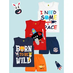 YK Boys Pack Of 3 Printed Round Neck T-Shirts With Shorts-picture-26