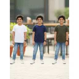 YK Boys Pack of 3 Pure Cotton Round Neck Half Sleeves T-shirt-picture-35