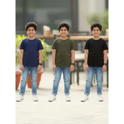 YK Boys Pack of 3 Pure Cotton Round Neck Half Sleeves T-shirt-picture-25