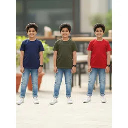 YK Boys Pack of 3 Pure Cotton Round Neck Half Sleeves T-shirt-picture-24