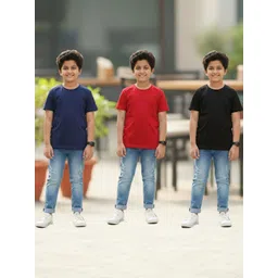 YK Boys Pack of 3 Pure Cotton Round Neck Half Sleeves T-shirt-picture-30