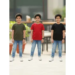 YK Boys Pack of 3 Pure Cotton Round Neck Half Sleeves T-shirt-picture-31