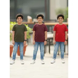 YK Boys Pack of 3 Pure Cotton Round Neck Half Sleeves T-shirt-picture-34