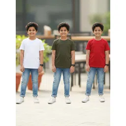 YK Boys Pack of 3 Pure Cotton Round Neck Half Sleeves T-shirt-picture-38