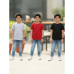 YK Boys Pack of 3 Pure Cotton Round Neck Half Sleeves T-shirt-picture-46