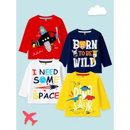 YK Boys Pack of 4 Printed Full Sleeves Cotton T-Shirts-picture-44