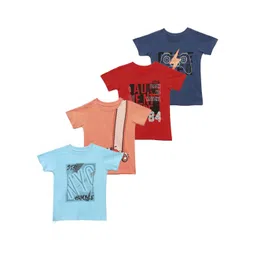 YK Boys Pack of 4 Typography Printed Round Neck Cotton T-shirts-picture-13
