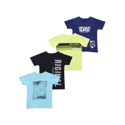 YK Boys Pack of 4 Typography Printed Round Neck Cotton T-shirts-picture-11