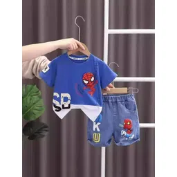 YK Boys Spider-Man Printed Short Sleeves T-shirt With Shorts-picture-32
