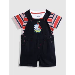 YK Boys Striped Pure Cotton T-shirt with Dungarees Clothing Set-picture-15