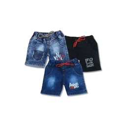 YK Boys Typography Printed 3 Denim Shorts-picture-31