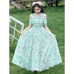 YK Colourblocked Cold-Shoulder A-Line Dress-picture-32