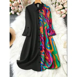 YK Floral Print Crepe Fit & Flare Dress-picture-26