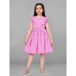 YK Floral Print Flutter Sleeve Crepe A-Line Dress-picture-19