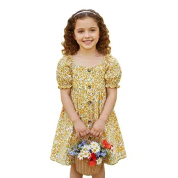 YK Floral Print Puff Sleeve Fit & Flare Dress-picture-12