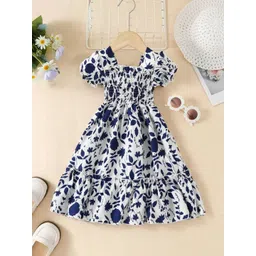 YK Floral Print Puff Sleeve Fit & Flare Dress-picture-14
