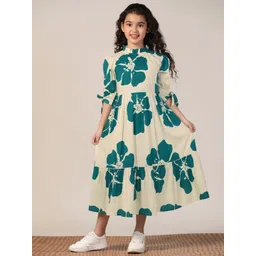 YK Floral Print Puff Sleeve Fit & Flare Midi Dress-picture-54