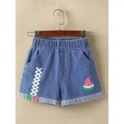 YK Girl Printed Mid-Rise Regular Fit Denim Shorts-picture-42