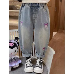 YK Girls Comfort Relaxed Fit High-Rise Light Fade Embellished Stretchable Jeans-picture-23