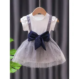YK Girls Cotton Applique Embellished Fit and Flare Dress With Bow Details-picture-12