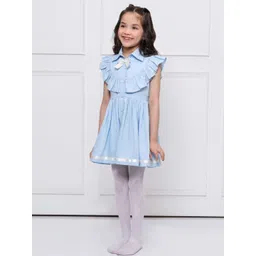 YK Girls Cotton Shirt Collar Sleeveless Dress-picture-48