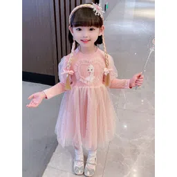 YK Girls Elsa Printed Fit & Flare Dress-picture-41