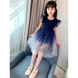 YK Girls Embellished Ombre Dyed Tulle Fit & Flare Midi Dress-picture-32