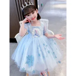 YK Girls Embellished Sequined Fit & Flare Dress-picture-22