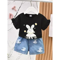 YK Girls Embroidered Round Neck Top With Shorts Clothing Set-picture-39