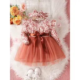 YK Girls Floral Printed Cotton Round Neck Fit and Flare Dress-picture-29