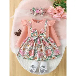 YK Girls Floral Printed Round Neck Short Sleeves A-Line Dress-picture-36