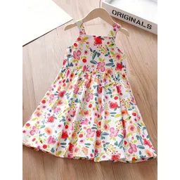 YK Girls Floral Printed Square Neck Fit & Flare Dress-picture-32