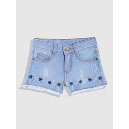 YK Girls Floral Slim Fit Denim Shorts-picture-29