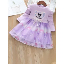 YK Girls Graphic Printed Ruffles Cotton Fit & Flare Dress-picture-27