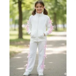YK Girls Mock Collar Ribbon Detail Winter Casual Tracksuit-picture-26