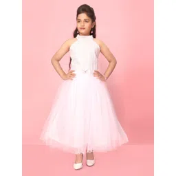 YK Girls Net A-Line Dress With Bow-picture-23