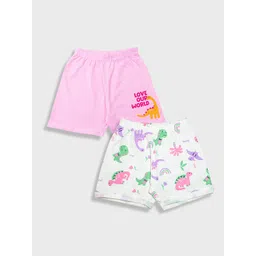 YK Girls Pack Of 2 Conversational Printed Pure Cotton Shorts-picture-37