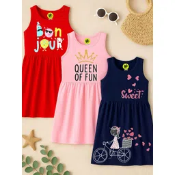 YK Girls Pack Of 3 Graphic Print A-Line Dress-picture-21