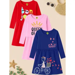 YK Girls Pack Of 3 Printed A-Line Dress-picture-30