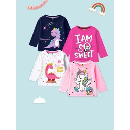 YK Girls Pack of 4 Printed Full Sleeves Cotton T-Shirt-picture-46