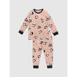 YK Girls Peach-Coloured & White Printed Night suit-picture-16