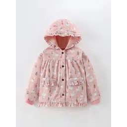 YK Girls Peach Cotton Printed Jackets-picture-28