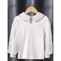 YK Girls Peter Pan Collar Ribbed Cotton Top-picture-12