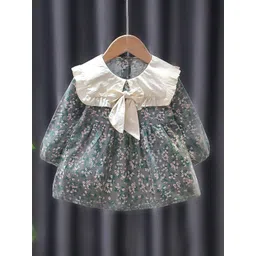 YK Girls Printed Puff Sleeve A-Line Dress-picture-46