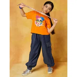 YK Girls Printed Pure Cotton Round Neck T-shirt With Trousers-picture-17