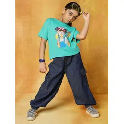 YK Girls Printed Pure Cotton T-shirt With Trousers-picture-48