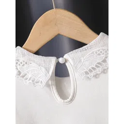 YK Girls Ribbed Peter Pan Collar Lace-Up Cotton Top image 3