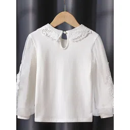 YK Girls Ribbed Peter Pan Collar Lace-Up Cotton Top image 5