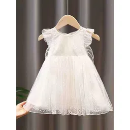 YK Girls Self Design Flutter Sleeves Fit and Flare Dress-picture-25