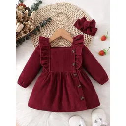 YK Girls Self Design Square Neck Fit & Flare Dress-picture-26